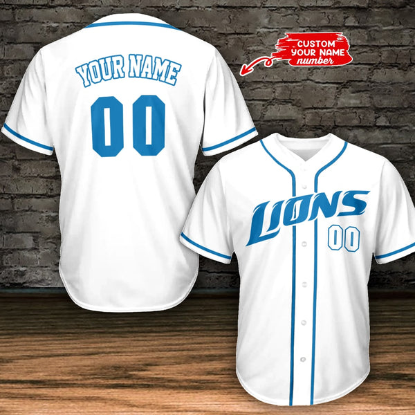 Detroit Lions Personalized Baseball Jersey 002