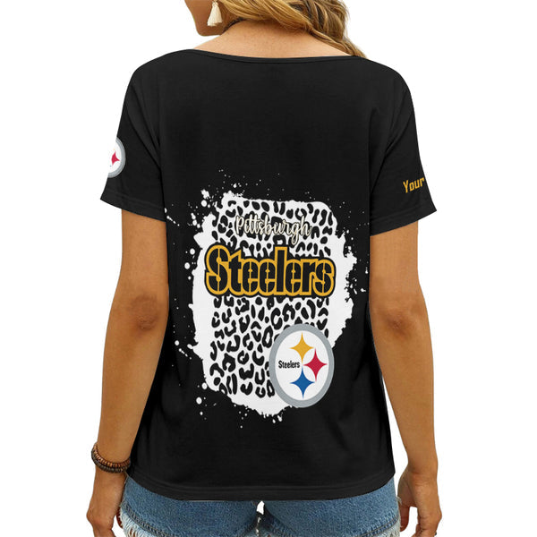 Pittsburgh Steelers 1 (11) Personalized V-neck Women T-shirt