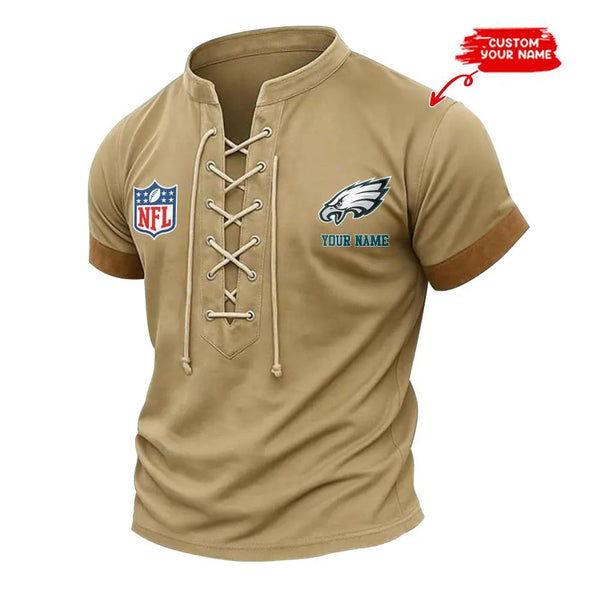 Philadelphia Eagles Retro Lace-up Short Sleeve T-shirt New Trending C001