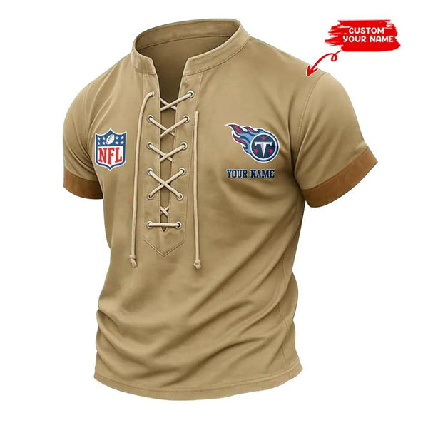 Tennessee Titans Retro Lace-up Short Sleeve T-shirt New Trending C001