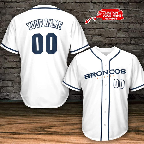 Denver Broncos Personalized Baseball Jersey 001