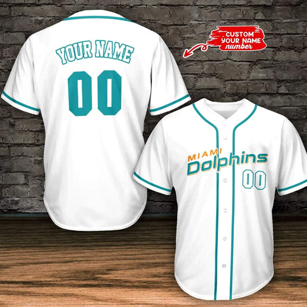 Miami Dolphins Personalized Baseball Jersey 001