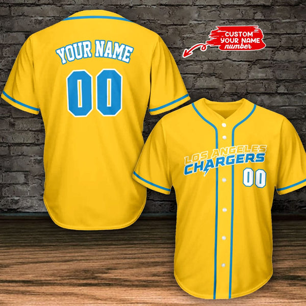 Los Angeles Chargers Personalized Baseball Jersey 001