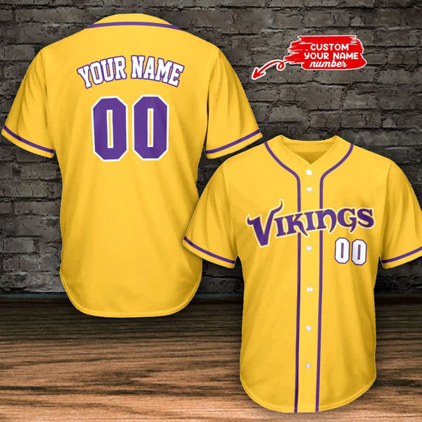 Minnesota Vikings Personalized Baseball Jersey 026