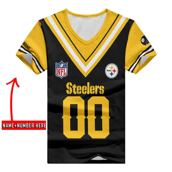 Pittsburgh Steelers 1 (47) Personalized V-neck Women T-shirt