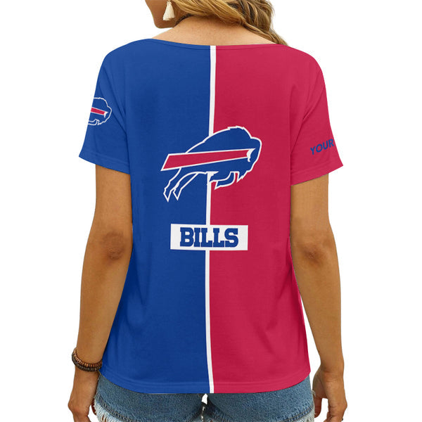 Buffalo Bills 1 (82) Personalized V-neck Women T-shirt