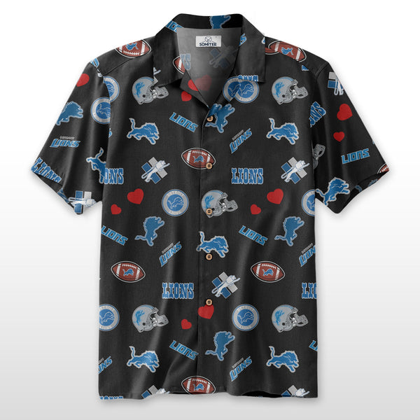 Detroit Lions 2(53) Personalized Hawaiian Button down shirt