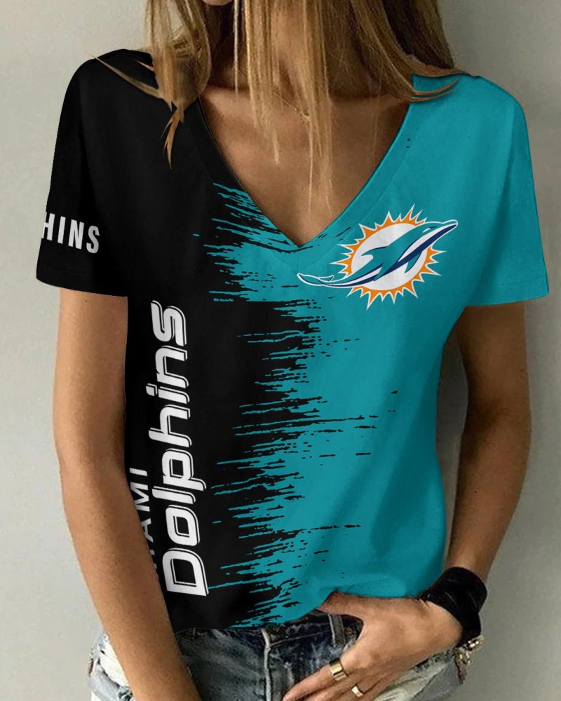 Miami Dolphins 1 (39) Personalized V-neck Women T-shirt