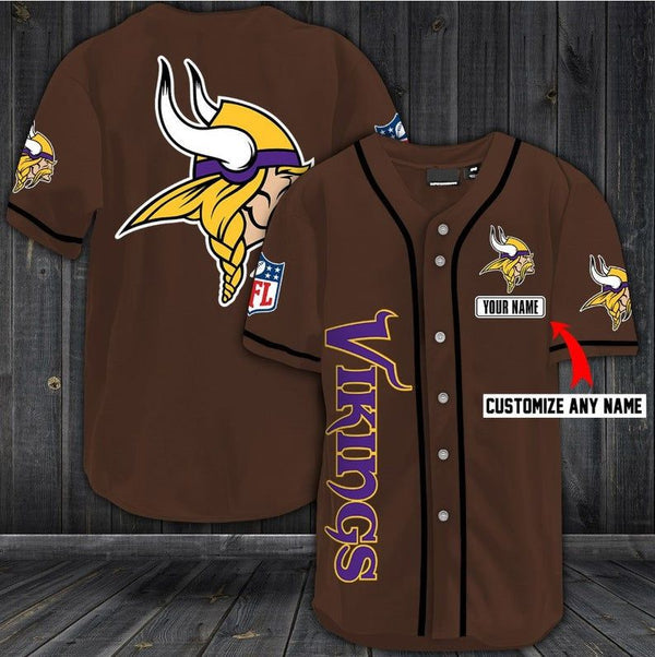 Minnesota Vikings Personalized Baseball Jersey 025