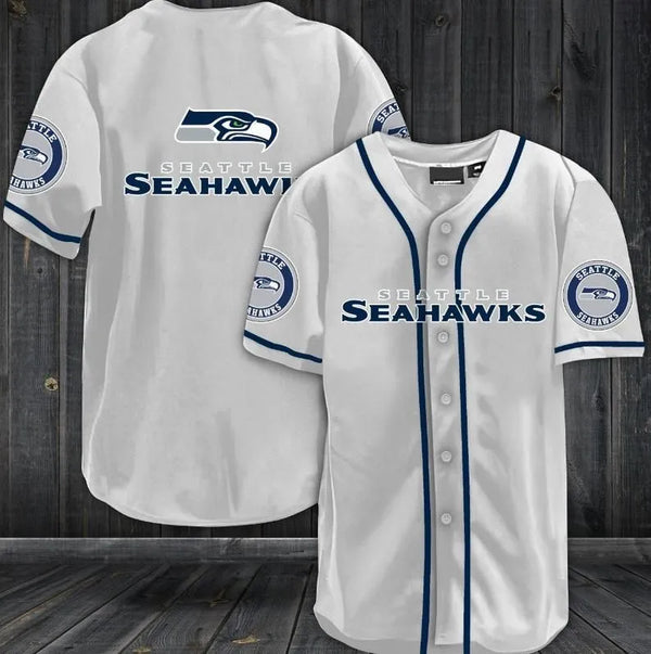 Seattle Seahawks Personalized Baseball Jersey 025
