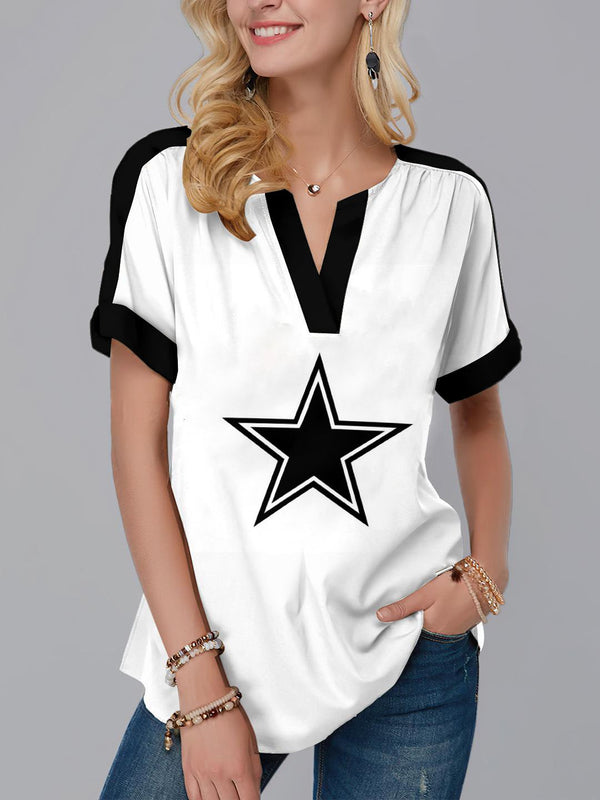 Dallas Cowboys Fashion Short Sleeve V-Neck Shirt 6