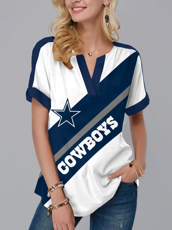 Dallas Cowboys Fashion Short Sleeve V-Neck Shirt 5