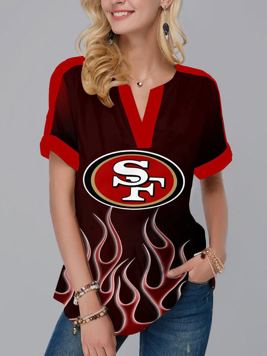 San Francisco 49ers Fashion Short Sleeve V-Neck Shirt 7