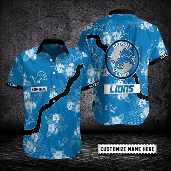 Detroit Lions 2 (12) Personalized Hawaiian Button down shirt