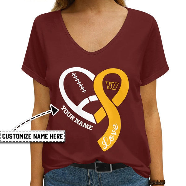 Washington Commanders 1 (2) Personalized V-neck Women T-shirt