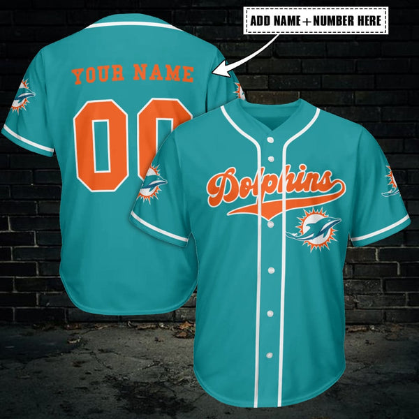 Miami Dolphins Personalized Baseball Jersey 009