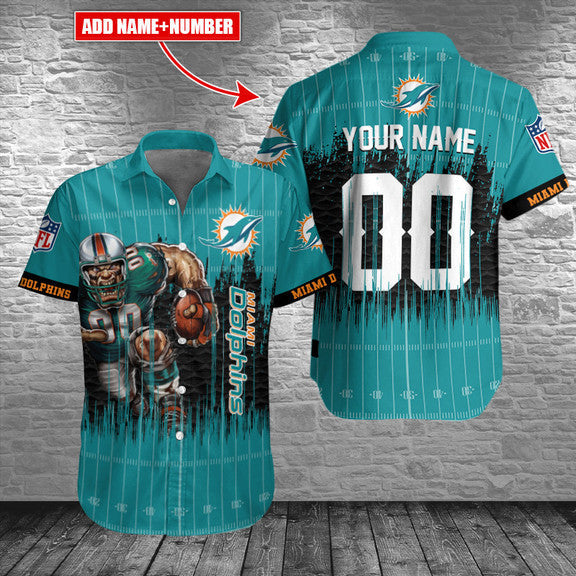 Miami Dolphins 2 (2) Personalized Hawaiian Button down shirt