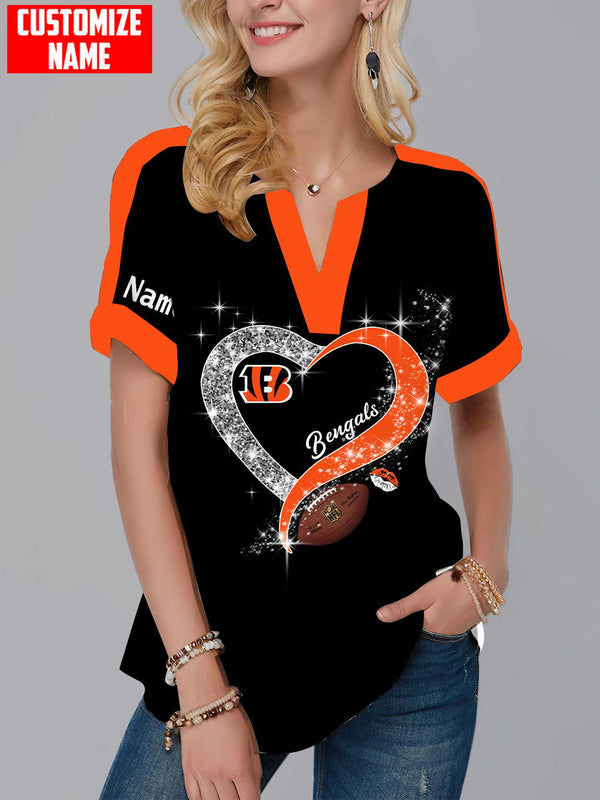 Cincinnati Bengals Fashion Short Sleeve V-Neck Shirt 7