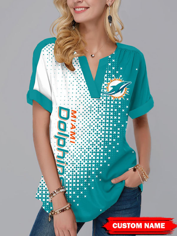 Miami Dolphins Fashion Short Sleeve V-Neck Shirt 9