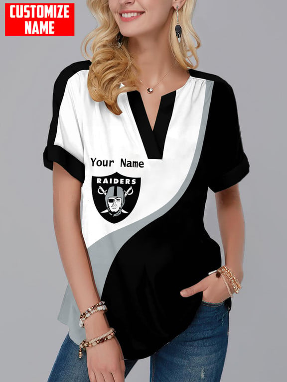 Las Vegas Raiders Fashion Short Sleeve V-Neck Shirt 17