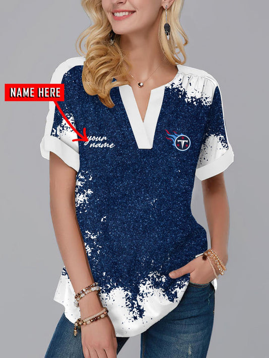 Tennessee Titans Fashion Short Sleeve V-Neck Shirt 1