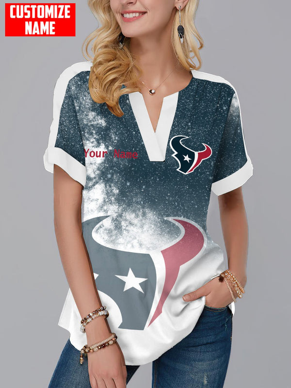 Houston Texans Fashion Short Sleeve V-Neck Shirt 1