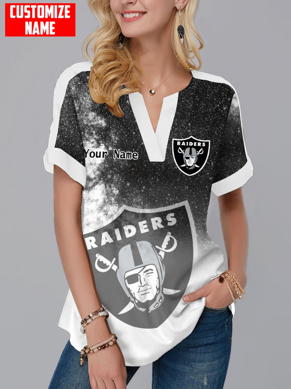 Las Vegas Raiders Fashion Short Sleeve V-Neck Shirt 8