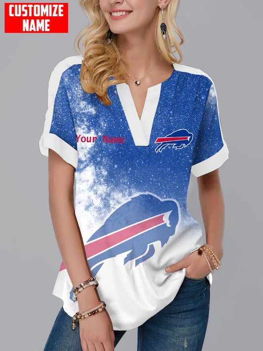 Buffalo Bills Fashion Short Sleeve V-Neck Shirt 15