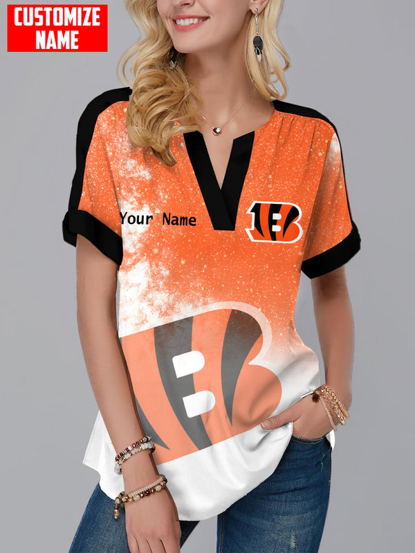 Cincinnati Bengals Fashion Short Sleeve V-Neck Shirt 4