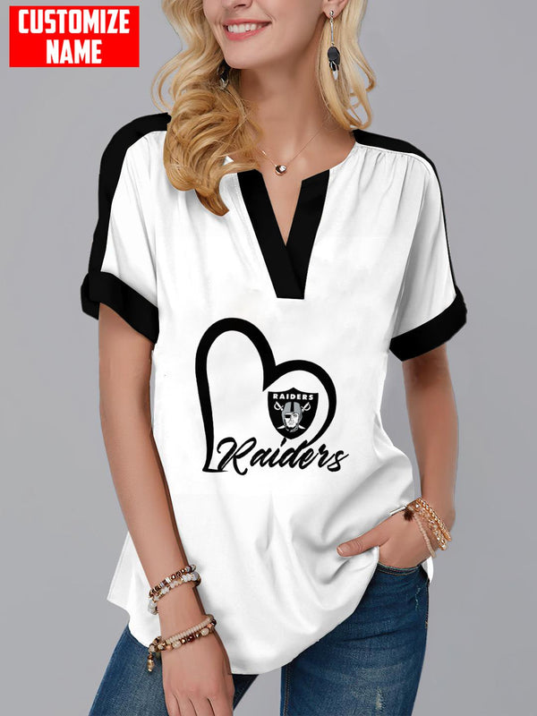 Las Vegas Raiders Fashion Short Sleeve V-Neck Shirt 2