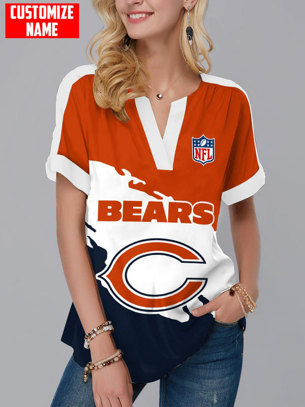 Chicago Bears Fashion Short Sleeve V-Neck Shirt 2