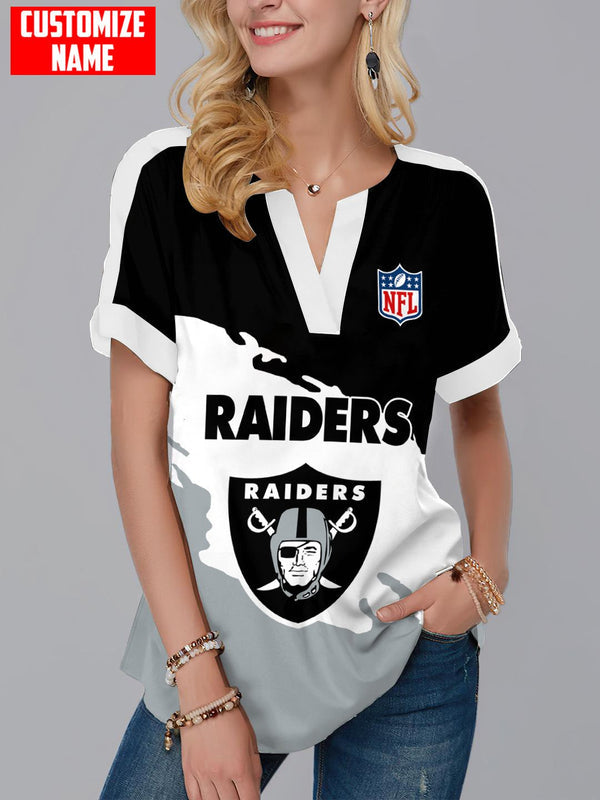 Las Vegas Raiders Fashion Short Sleeve V-Neck Shirt 4