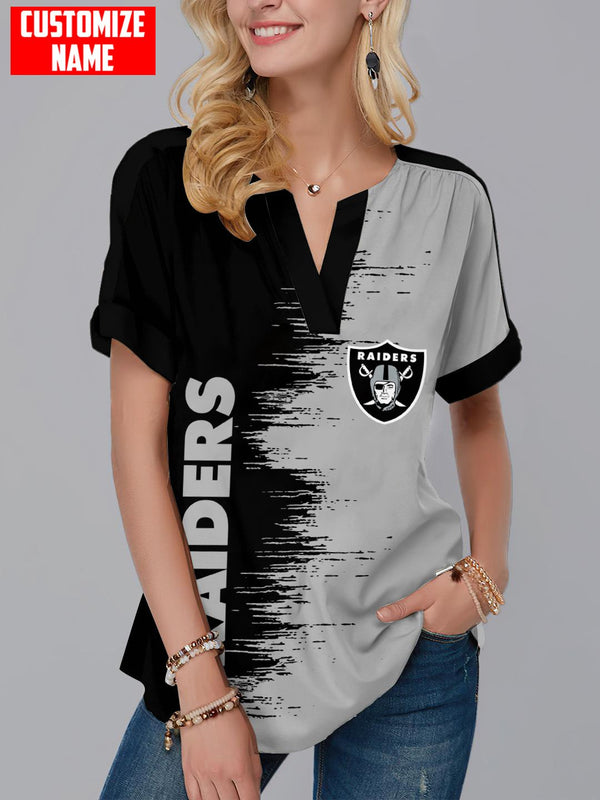 Las Vegas Raiders Fashion Short Sleeve V-Neck Shirt 6