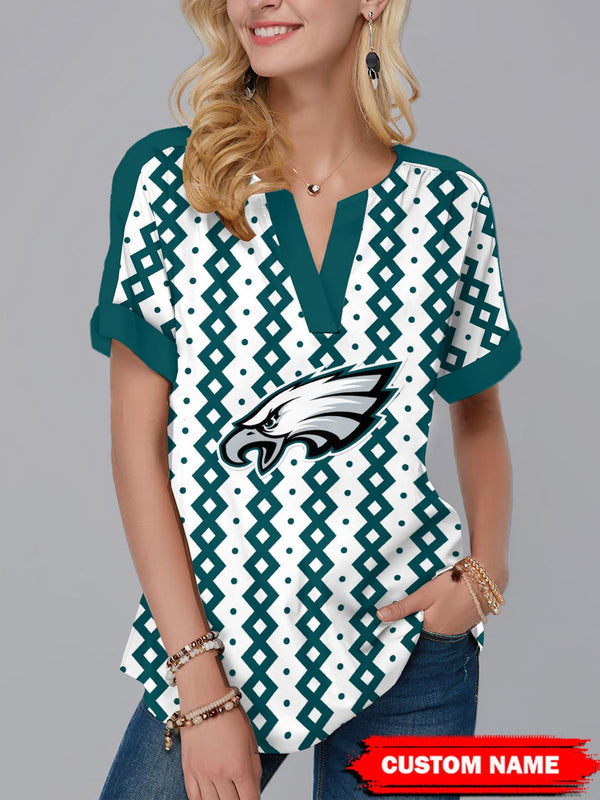 Philadelphia Eagles Fashion Short Sleeve V-Neck Shirt 1