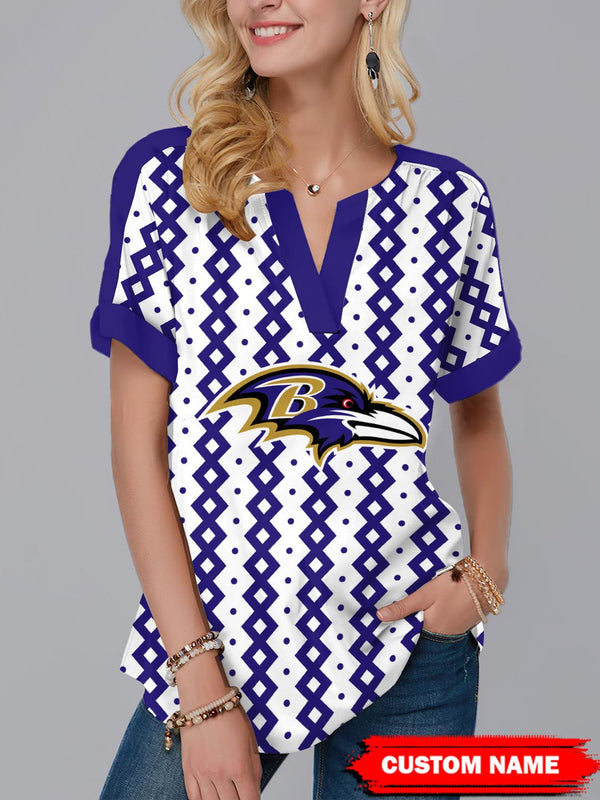 Baltimore Ravens Fashion Short Sleeve V-Neck Shirt 1