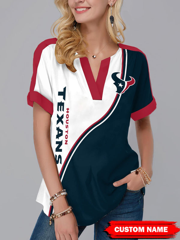 Houston Texans Fashion Short Sleeve V-Neck Shirt 4