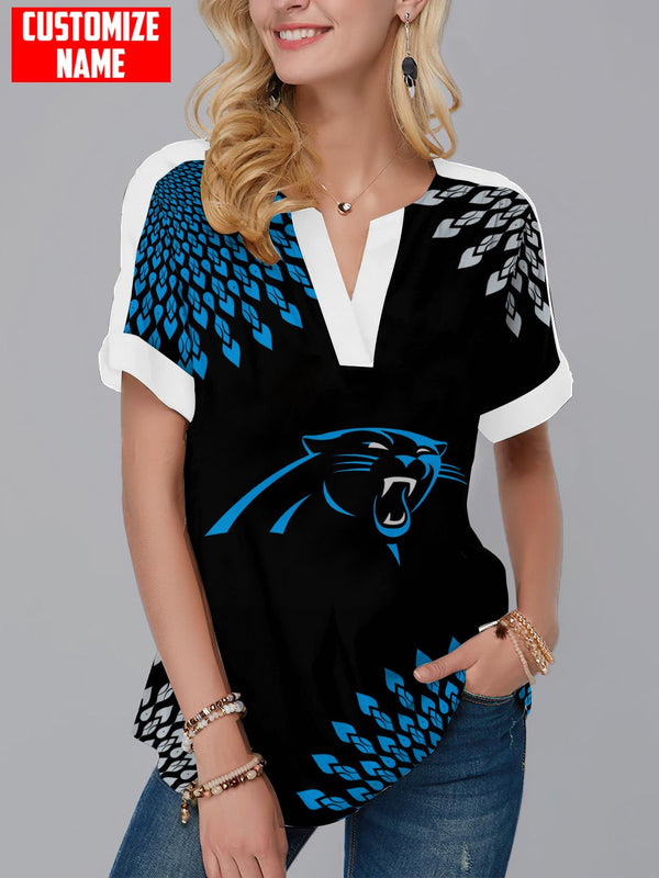 Carolina Panthers Fashion Short Sleeve V-Neck Shirt 1