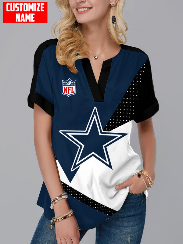 Dallas Cowboys Fashion Short Sleeve V-Neck Shirt 3