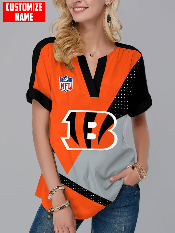 Cincinnati Bengals Fashion Short Sleeve V-Neck Shirt 2