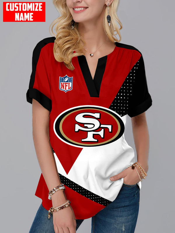 San Francisco 49ers Fashion Short Sleeve V-Neck Shirt 3