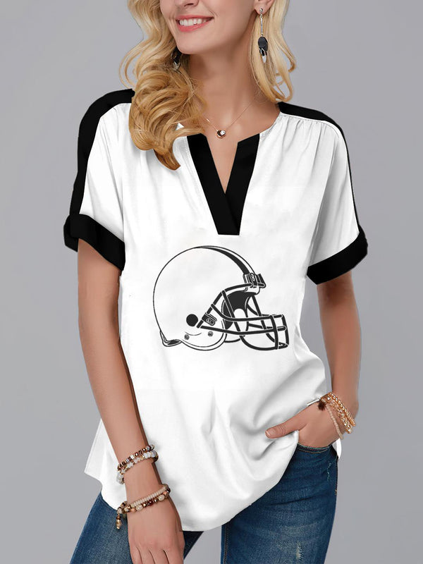 Cleveland Browns Fashion Short Sleeve V-Neck Shirt 1