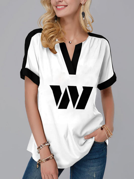 Washington Commanders Fashion Short Sleeve V-Neck Shirt 1