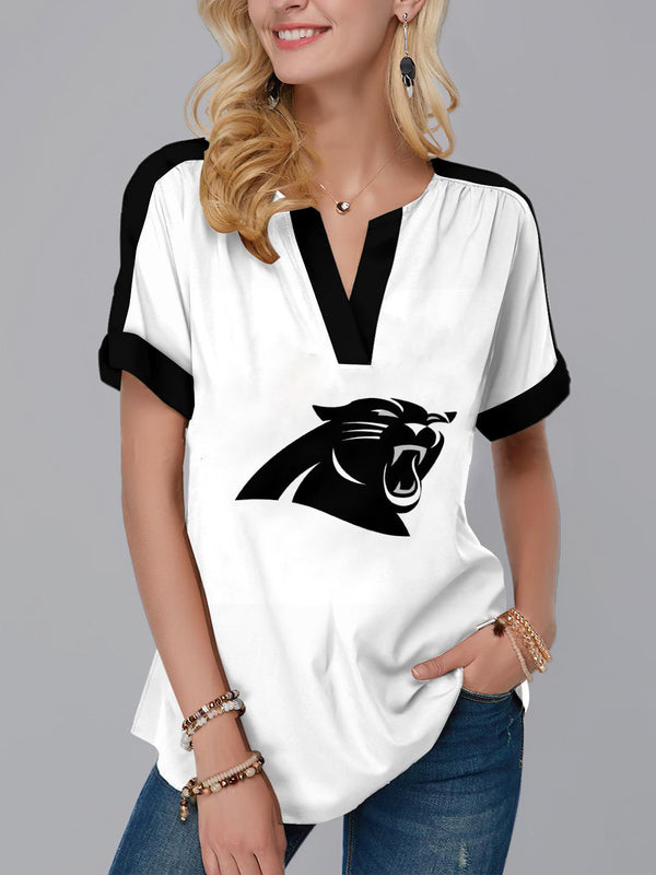 Carolina Panthers Fashion Short Sleeve V-Neck Shirt 2