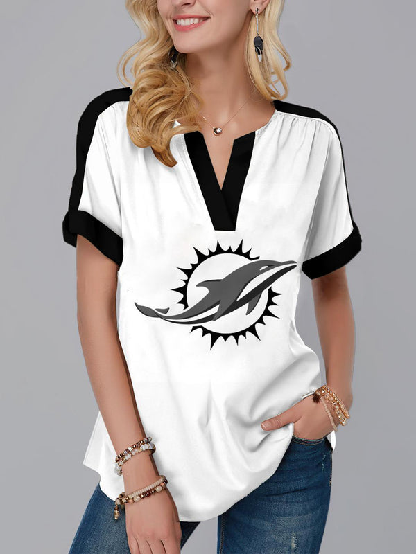 Miami Dolphins Fashion Short Sleeve V-Neck Shirt 10