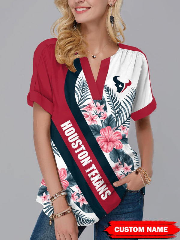 Houston Texans Fashion Short Sleeve V-Neck Shirt 5