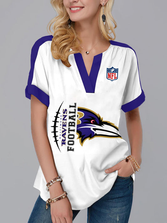 Baltimore Ravens Fashion Short Sleeve V-Neck Shirt 2