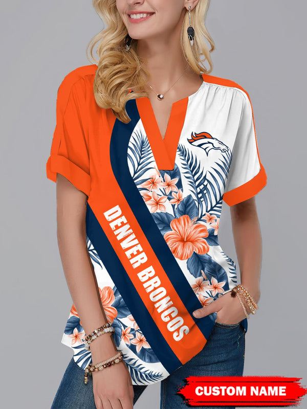 Denver Broncos Fashion Short Sleeve V-Neck Shirt 4