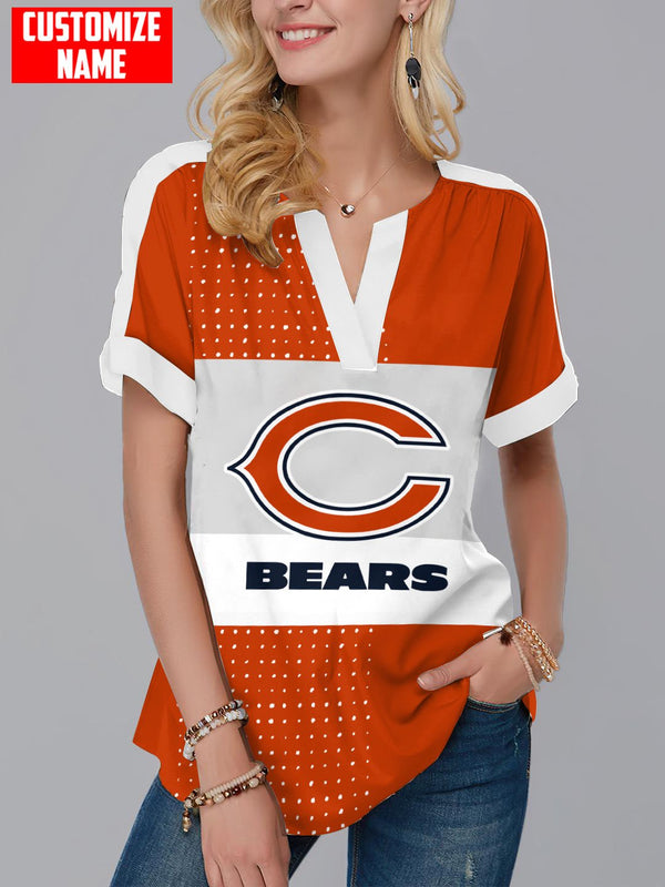 Chicago Bears Fashion Short Sleeve V-Neck Shirt 1