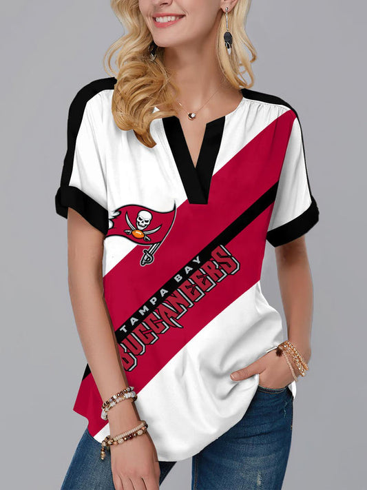 Tampa Bay Buccaneers Fashion Short Sleeve V-Neck Shirt 1
