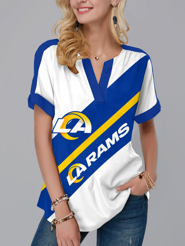 Los Angeles Rams Fashion Short Sleeve V-Neck Shirt 1